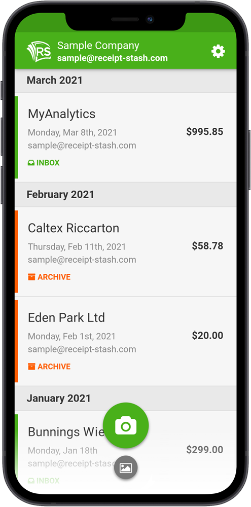 Receipt Stash mobile app