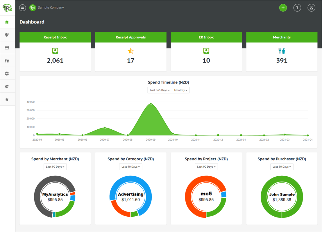 Receipt Stash dashboard