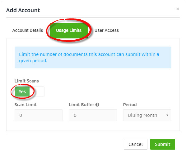 Enterprise console new account usage limits