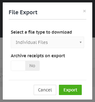 Receipt file export options