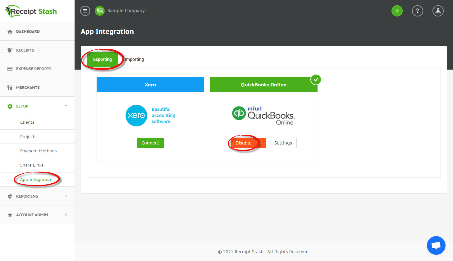 Disconnect QuickBooks Online