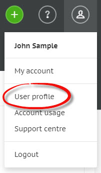User profile menu item