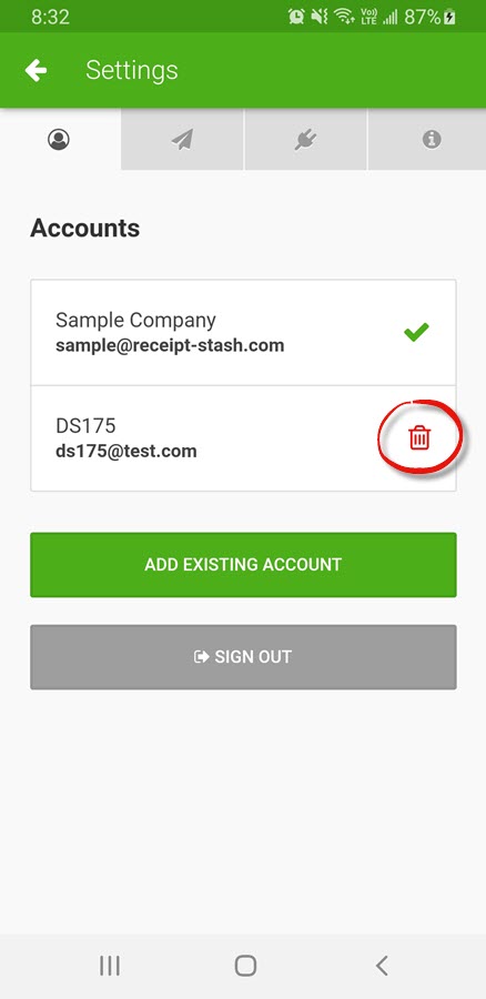 Mobile app remove linked account