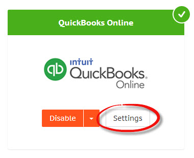 QuickBooks Online settings button
