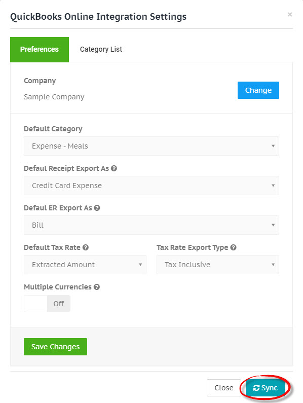 QuickBooks Online sync