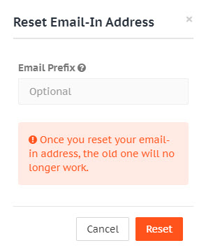 Confirm reset email-in address