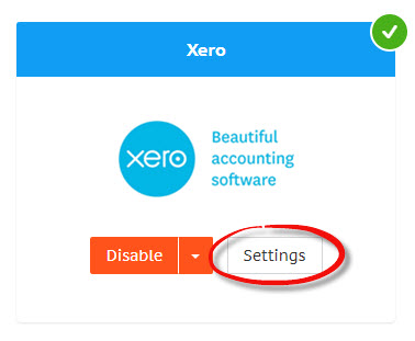 Xero settings button